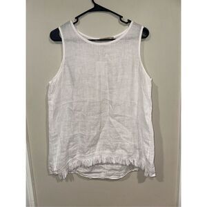 Valentina Naldi Made In Italy White Sleeveless Blouse Linen M